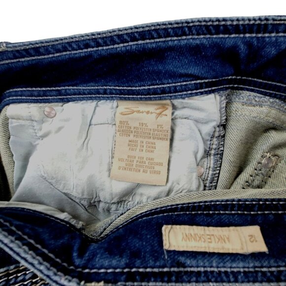 Seven7 Womens Jeans Decorative Back Pockets size 12 Skinny Ankle JH1594611 - Picture 5 of 6